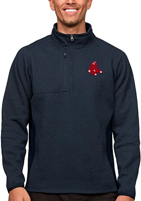Antigua Boston Red Sox Mens Navy Blue Course Long Sleeve Qtr Zip Pullover