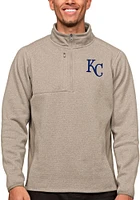 Antigua Kansas City Royals Mens Oatmeal Course Long Sleeve Qtr Zip Pullover