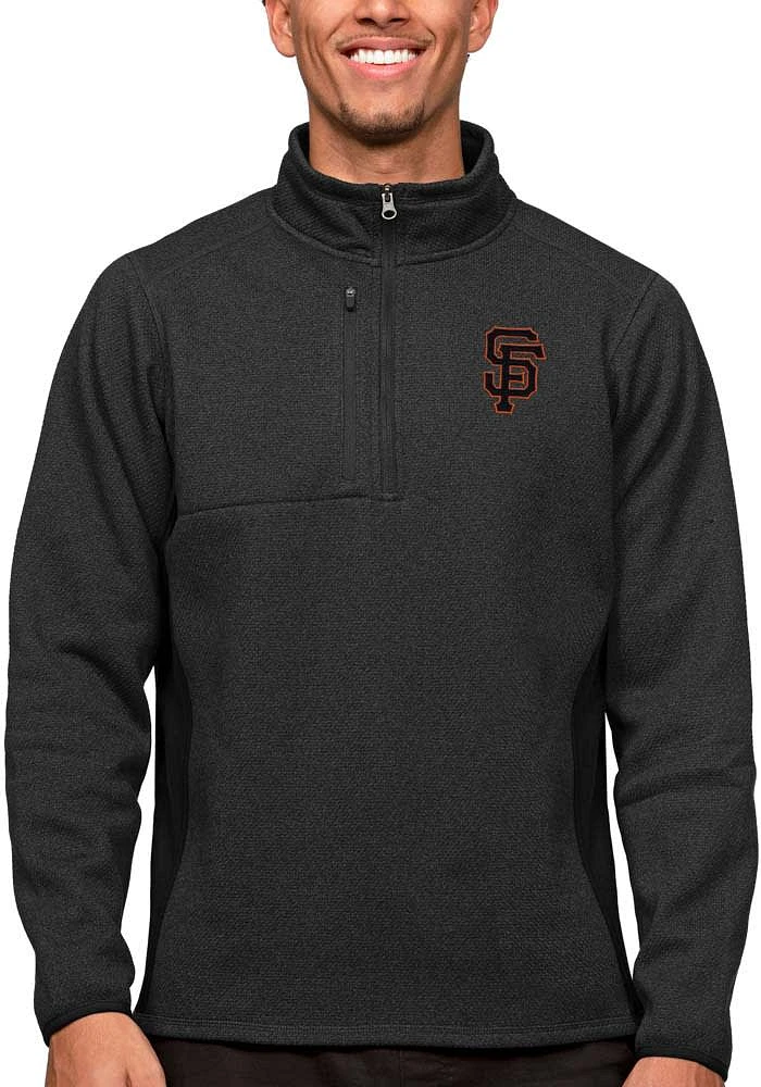 Antigua San Francisco Giants Mens Black Course Long Sleeve Qtr Zip Pullover