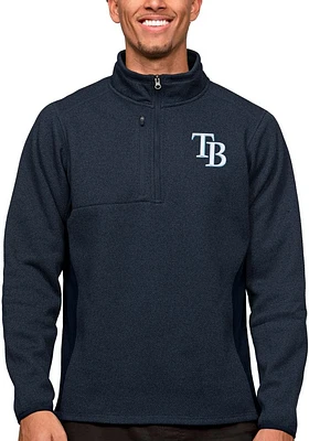 Antigua Tampa Bay Rays Mens Navy Blue Course Long Sleeve Qtr Zip Pullover