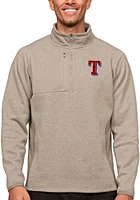 Antigua Texas Rangers Mens Oatmeal Course Long Sleeve Qtr Zip Pullover