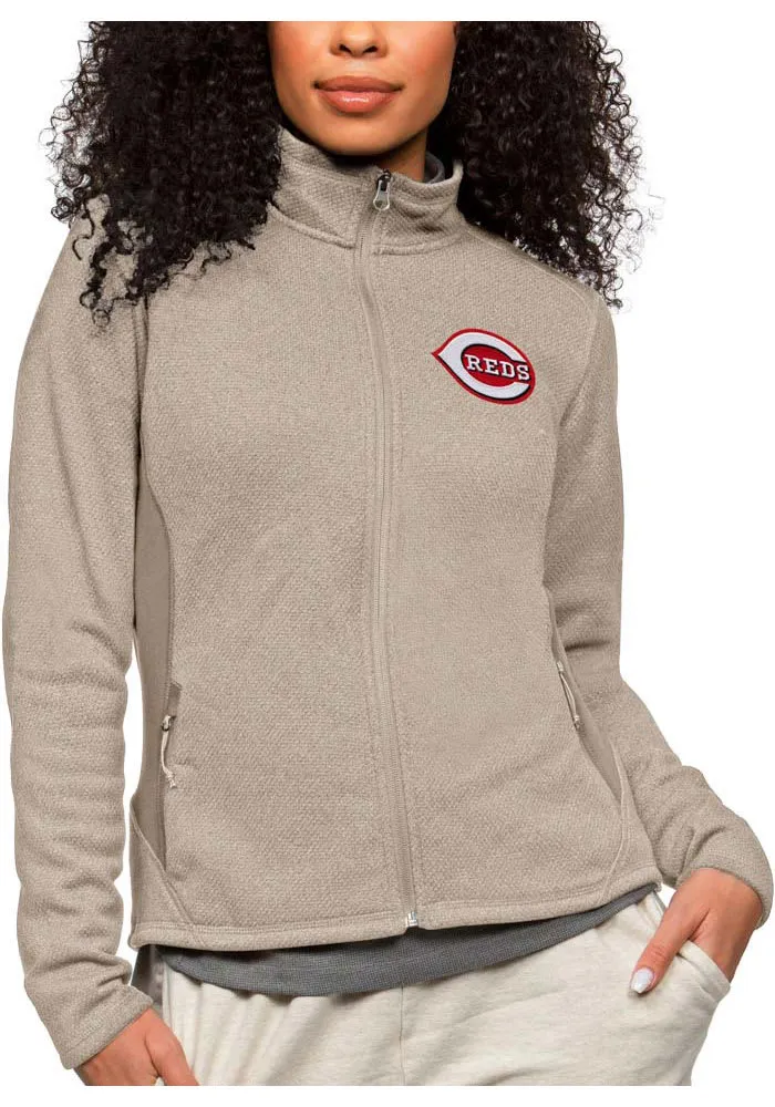 Antigua Cincinnati Reds Womens Oatmeal Course Light Weight Jacket