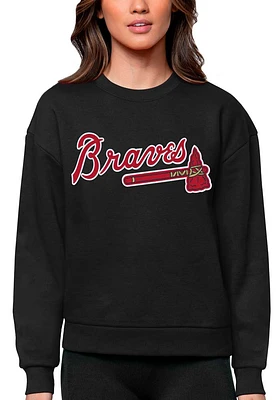 Antigua Atlanta Braves Womens Full Front Victory Crew Sweatshirt