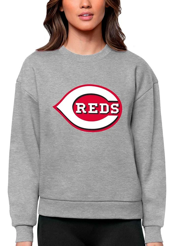 Antigua Cincinnati Reds Womens Full Front Victory Crew Sweatshirt