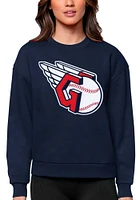 Antigua Cleveland Guardians Womens Navy Blue Full Front Victory Crew Sweatshirt