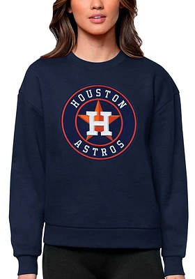 Antigua Houston Astros Womens Navy Blue Full Front Victory Crew Sweatshirt