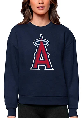 Antigua Los Angeles Angels Womens Navy Blue Full Front Victory Crew Sweatshirt