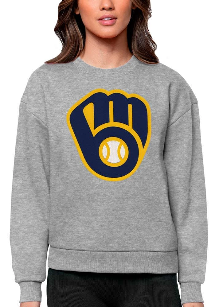 Antigua Milwaukee Brewers Womens Full Front Victory Crew Sweatshirt
