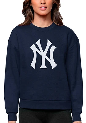 Antigua New York Yankees Womens Navy Blue Full Front Victory Crew Sweatshirt