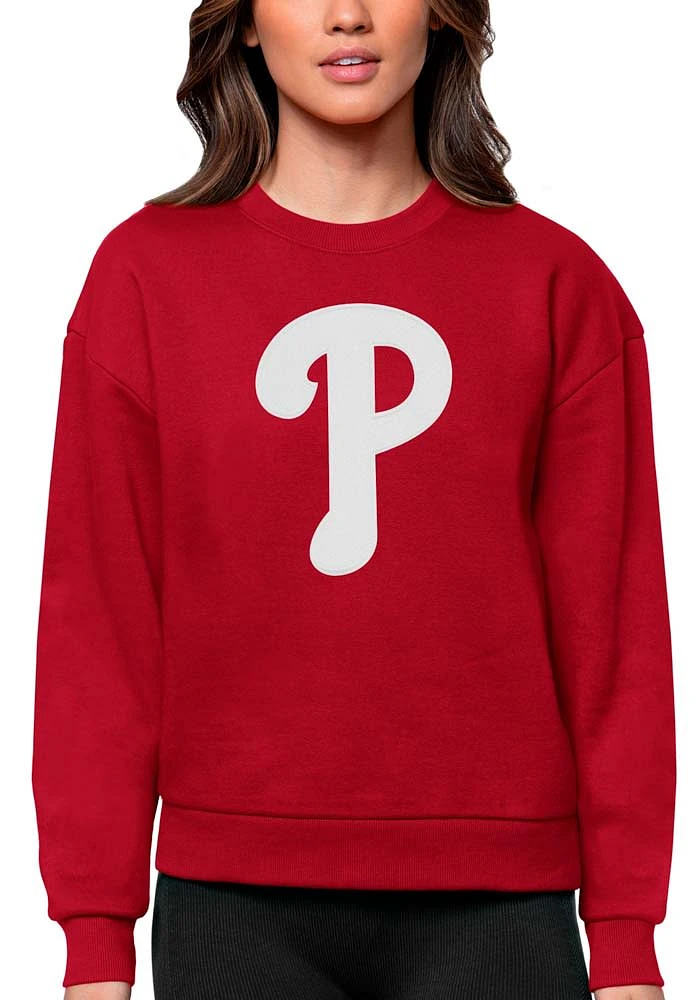 Antigua Philadelphia Phillies Womens Full Front Victory Crew Sweatshirt