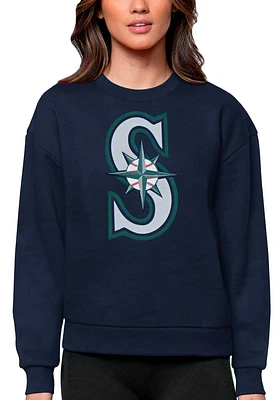 Antigua Seattle Mariners Womens Navy Blue Full Front Victory Crew Sweatshirt