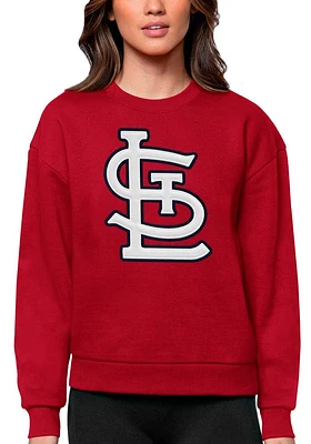 Antigua St Louis Cardinals Womens Red Full Front Victory Crew Sweatshirt