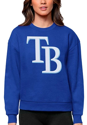 Antigua Tampa Bay Rays Womens Blue Full Front Victory Crew Sweatshirt