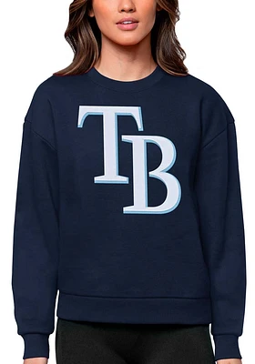 Antigua Tampa Bay Rays Womens Navy Blue Full Front Victory Crew Sweatshirt