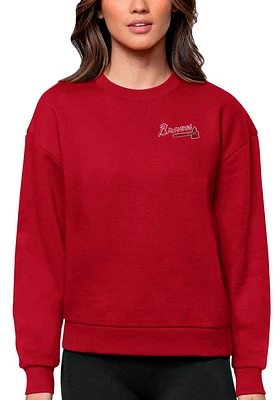 Antigua Atlanta Braves Womens Red Victory Crew Sweatshirt