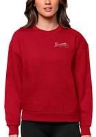 Antigua Atlanta Braves Womens Red Victory Crew Sweatshirt