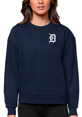 Antigua Detroit Tigers Womens Navy Blue Victory Crew Sweatshirt