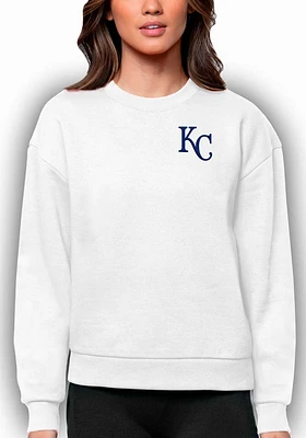 Antigua Kansas City Royals Womens White Victory Design Crew Sweatshirt
