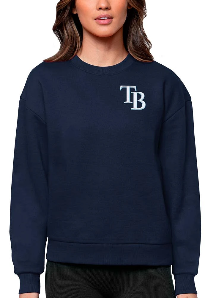 Antigua Tampa Bay Rays Womens Navy Blue Victory Crew Sweatshirt