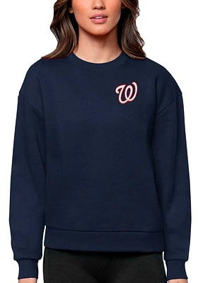 Antigua Washington Nationals Womens Navy Blue Victory Crew Sweatshirt