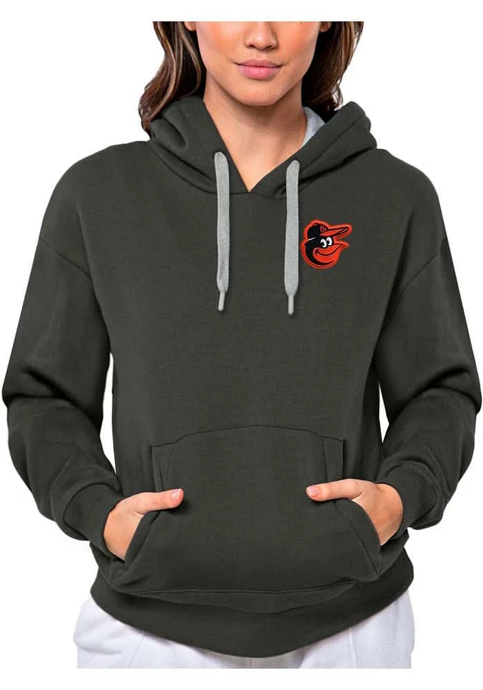 Antigua Baltimore Orioles Womens Charcoal Victory Hooded Sweatshirt