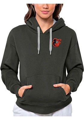 Antigua Baltimore Orioles Womens Charcoal Victory Hooded Sweatshirt