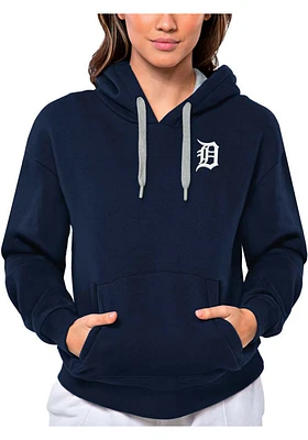 Antigua Detroit Tigers Womens Navy Blue Victory Hooded Sweatshirt