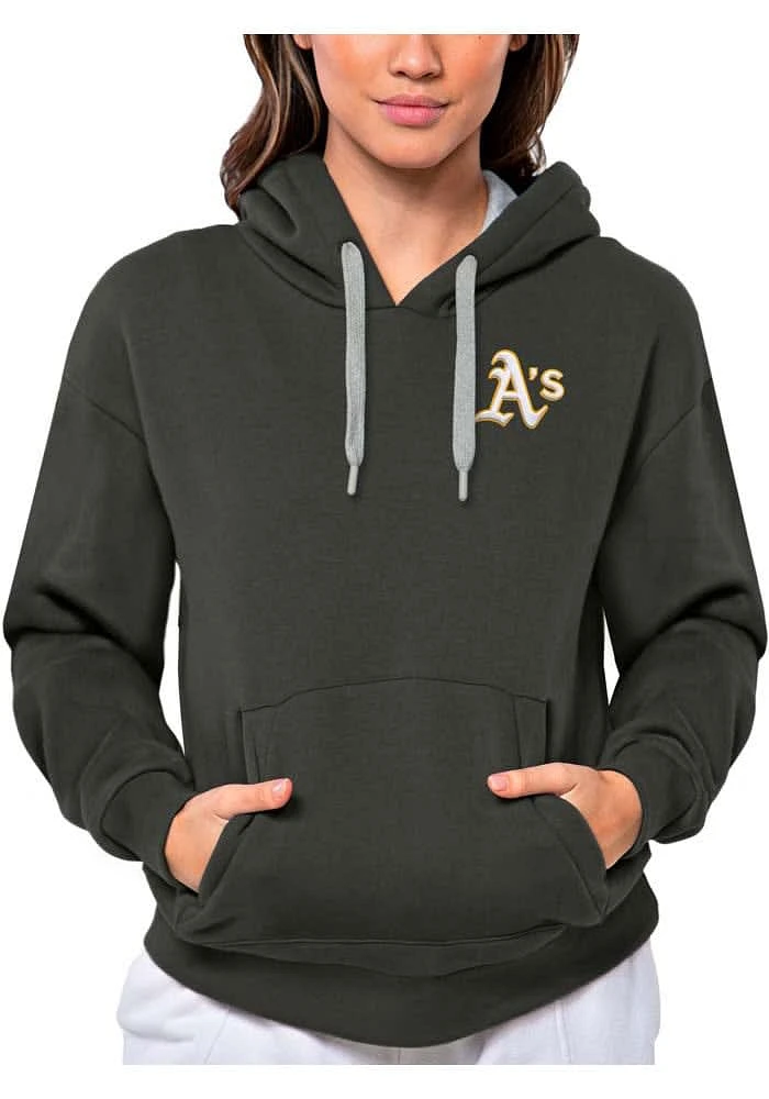 Antigua Oakland Athletics Womens Charcoal Victory Hooded Sweatshirt