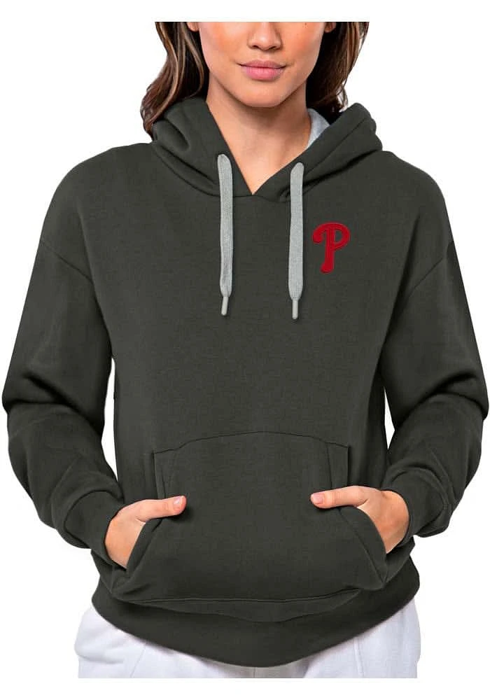 Antigua Philadelphia Phillies Womens Charcoal Victory Hooded Sweatshirt