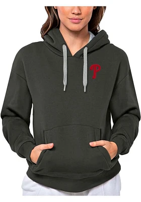 Antigua Philadelphia Phillies Womens Charcoal Victory Hooded Sweatshirt