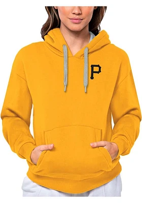 Antigua Pittsburgh Pirates Womens Gold Victory Hooded Sweatshirt