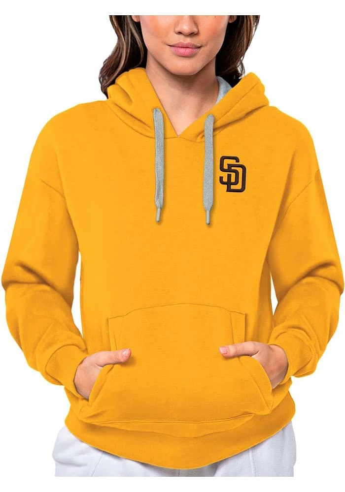 Antigua San Diego Padres Womens Gold Victory Hooded Sweatshirt