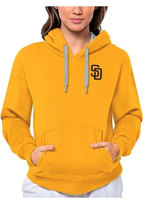 Antigua San Diego Padres Womens Gold Victory Hooded Sweatshirt