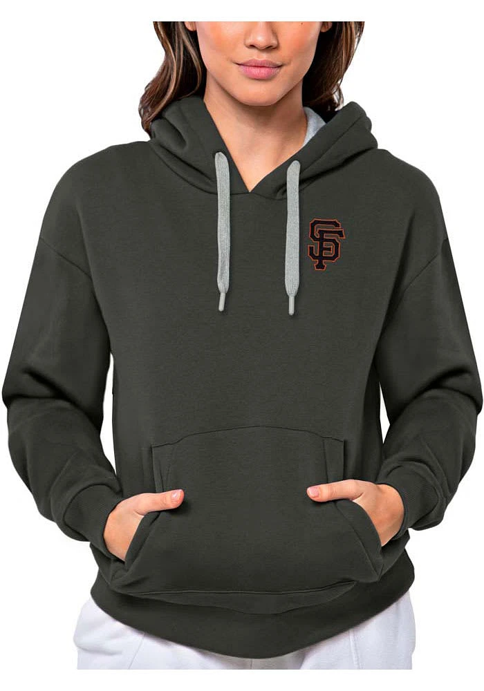Antigua San Francisco Giants Womens Charcoal Victory Hooded Sweatshirt
