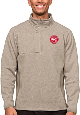 Antigua Atlanta Hawks Mens Oatmeal Course Long Sleeve Qtr Zip Pullover