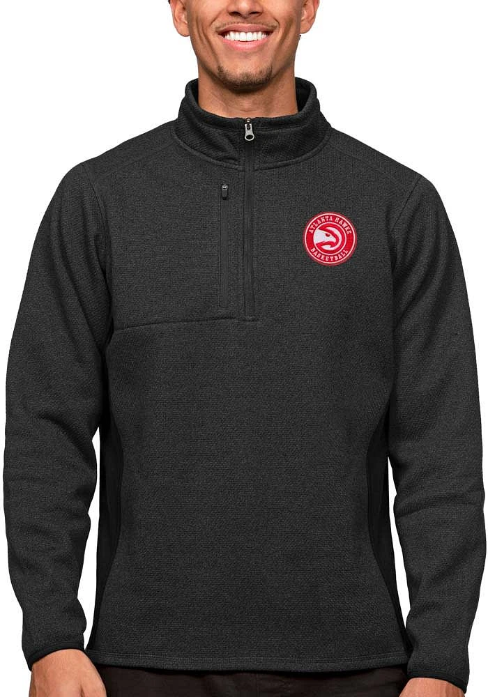 Antigua Atlanta Hawks Mens Black Course Long Sleeve Qtr Zip Pullover