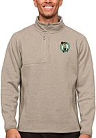 Antigua Boston Celtics Mens Oatmeal Course Long Sleeve Qtr Zip Pullover