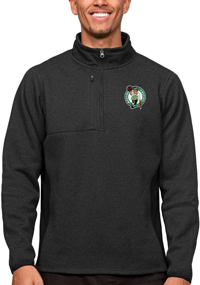 Antigua Boston Celtics Mens Black Course Long Sleeve Qtr Zip Pullover