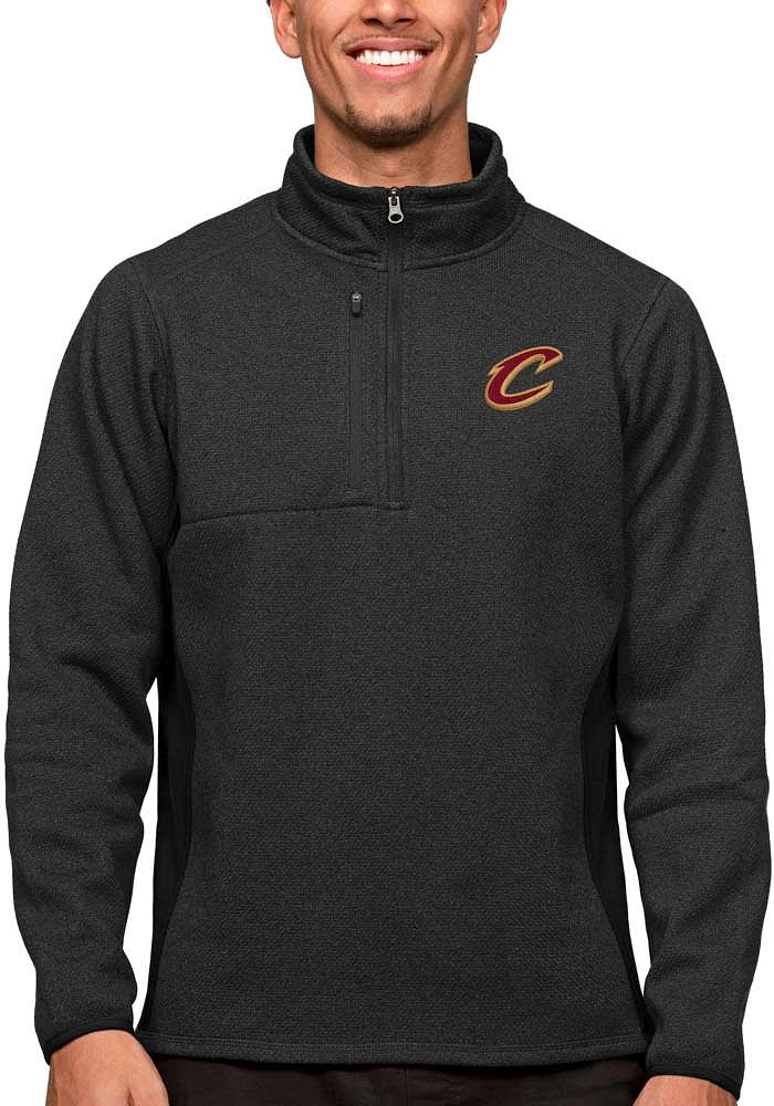 Antigua Cleveland Cavaliers Mens Black Course Long Sleeve Qtr Zip Pullover