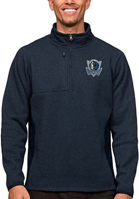 Antigua Dallas Mavericks Mens Navy Blue Course Long Sleeve Qtr Zip Pullover
