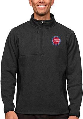 Antigua Detroit Pistons Mens Black Course Long Sleeve Qtr Zip Pullover