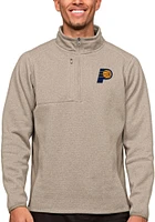Antigua Indiana Pacers Mens Oatmeal Course Long Sleeve Qtr Zip Pullover