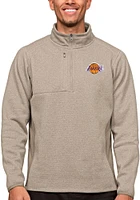 Antigua Los Angeles Lakers Mens Oatmeal Course Long Sleeve Qtr Zip Pullover
