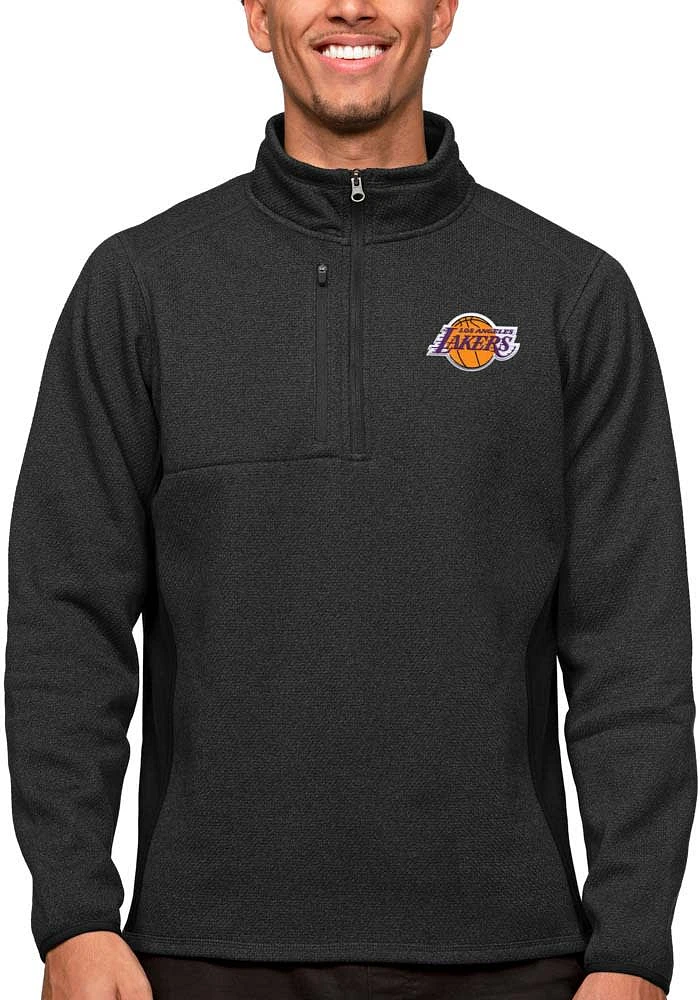 Antigua Los Angeles Lakers Mens Black Course Long Sleeve Qtr Zip Pullover