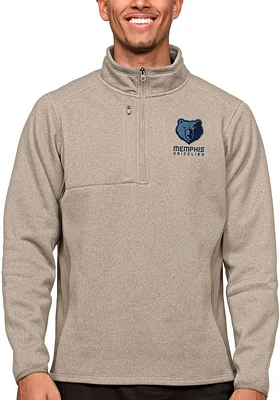 Antigua Memphis Grizzlies Mens Oatmeal Course Long Sleeve Qtr Zip Pullover