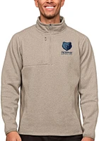 Antigua Memphis Grizzlies Mens Oatmeal Course Long Sleeve Qtr Zip Pullover