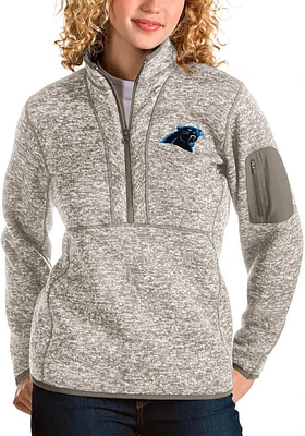 Antigua Carolina Panthers Womens Oatmeal Fortune Qtr Zip