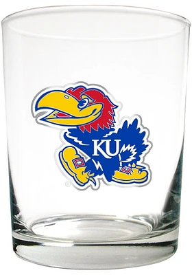 Kansas Jayhawks Emblem Rock Glass - Red