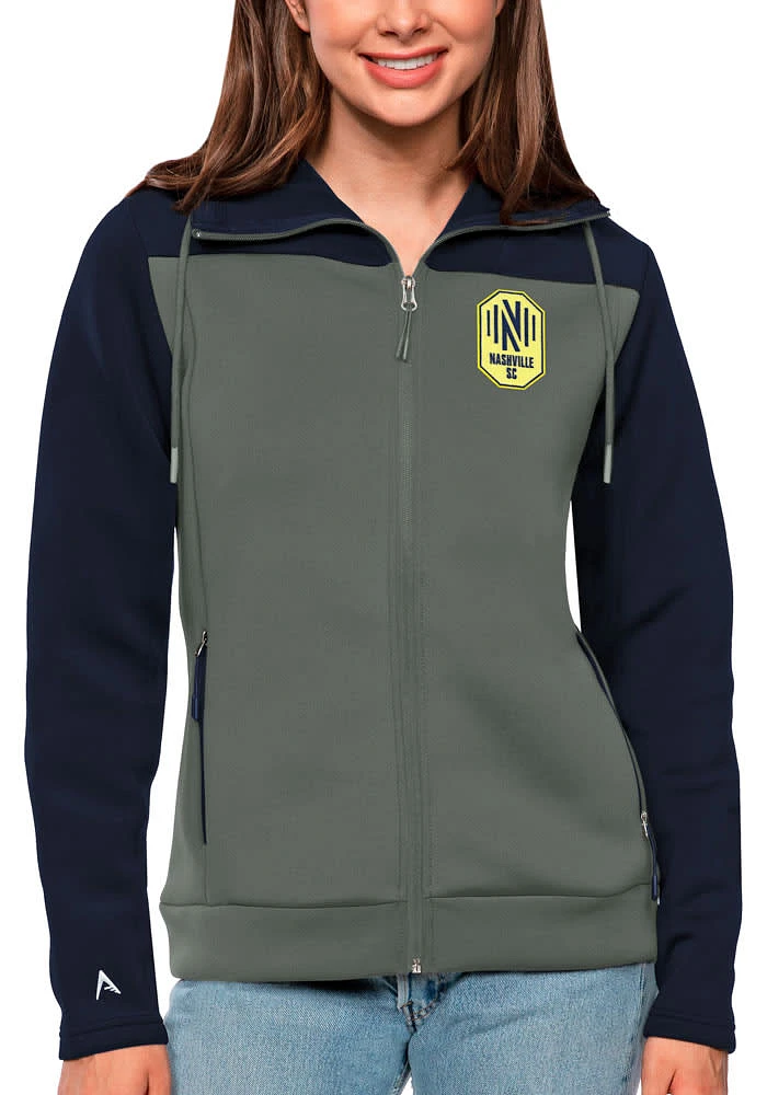 Antigua Nashville SC Womens Navy Blue Protect Long Sleeve Full Zip Jacket
