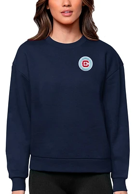 Antigua Chicago Fire Womens Navy Blue Victory Crew Sweatshirt